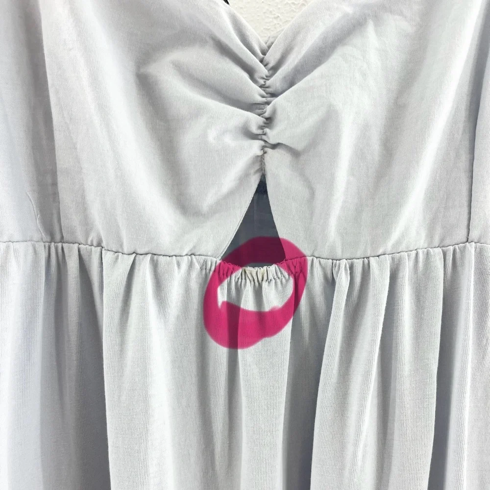 NWT Light Blue Zara Keyhole Gathered Flattering Front Women’s Large - Picture 4 of 9
